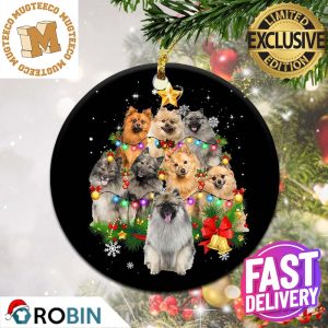 Keeshond Christmas Tree Lights 2023 Holiday Gifts For Dog Lovers Christmas Decorations Ornament