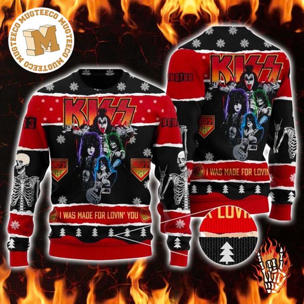 Kiss I Was Made For Lovin You Custom Name Ugly Christmas Sweater