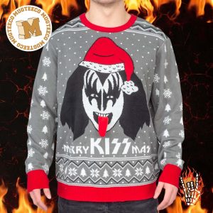 Kiss Merry Kissmas Santa Hat Ugly Christmas Sweater