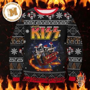 Kiss Rock Band On Sleigh Merry Kissmas Style 3D Ugly Christmas Sweater