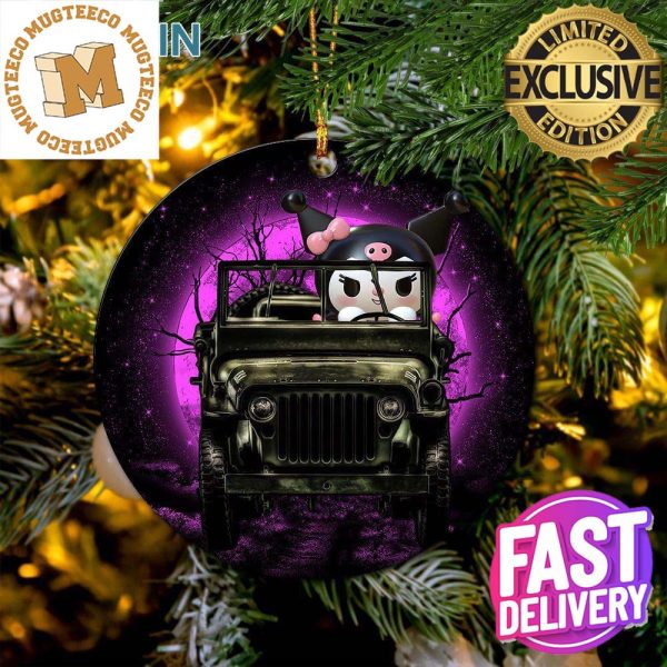 Kuromi Anime Funny Driving Jeep Moonlight Christmas Decorations Ornament