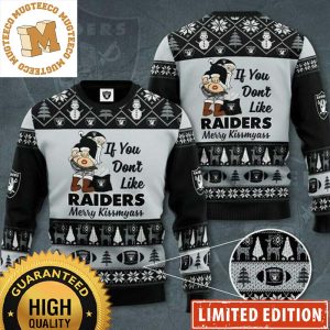 Las Vegas Raiders Black Silver Merry Kissmyass Funny Ugly Christmas Sweater