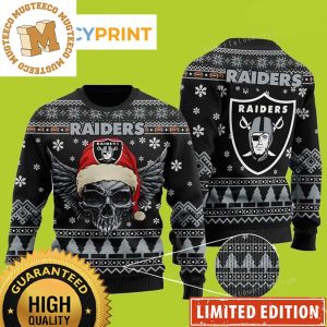 Las Vegas Raiders Black Wing Skull 2023 Holiday Gifts For Fan Ugly Christmas Sweater