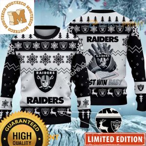 Las Vegas Raiders Classic Logo Football Gloves Custom Name Ugly Christmas Sweater