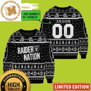 Las Vegas Raiders Custom Name Raider Nation Gift For Fan Ugly Sweater Christmas