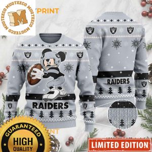 Las Vegas Raiders Mickey Football Player 2023 Personalized Custom Name Ugly Christmas Sweater