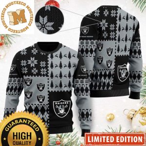 Las Vegas Raiders NFL Checker Pattern Knitted Ugly Christmas Sweater