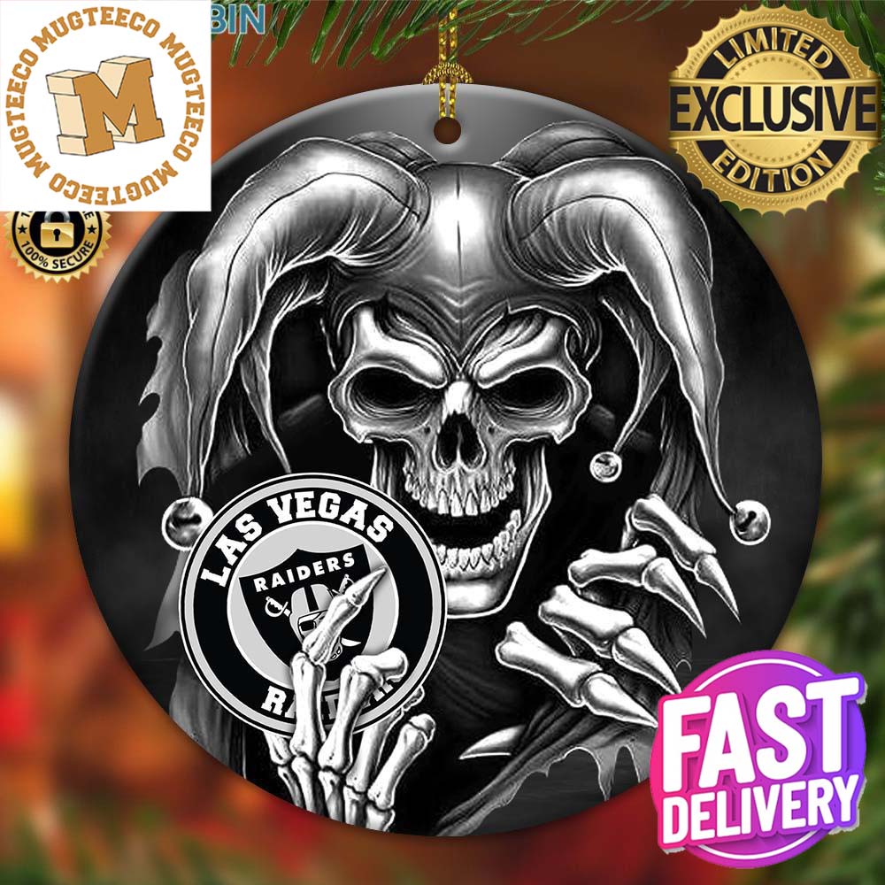 Las Vegas Raiders NFL Skull Joker Personalized Xmas Gifts Christmas  Decorations Ornament - Mugteeco