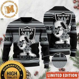 Las Vegas Raiders Snoopy Dabbing Funny The Peanuts NFL Knitted Black Ugly Christmas Sweater
