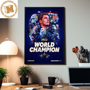 Max Verstappen 2023 Formula 1 World Champion Celebrating The Third Star Decorations Poster Canvas