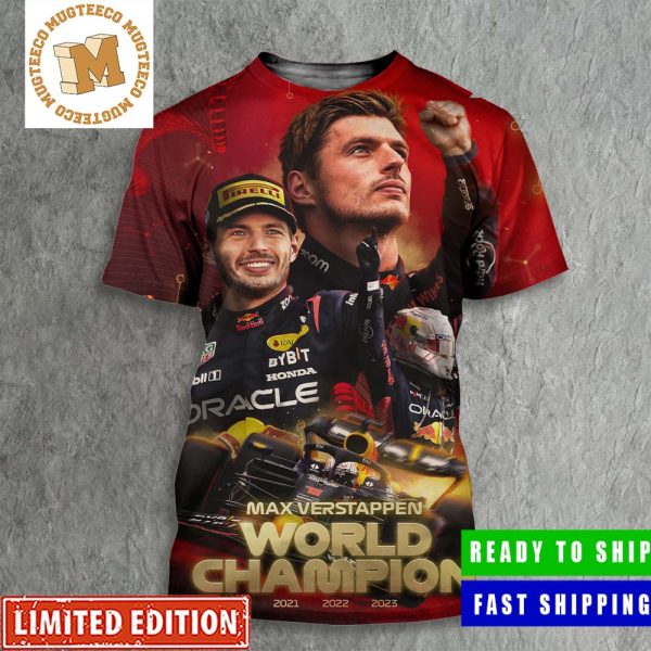 Max Verstappen Three-Time World Champion Official F1 Poster All Over Print Shirt