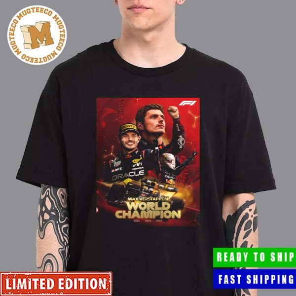 Max Verstappen Three-Time World Champion Official F1 Poster Premium Unisex T-Shirt