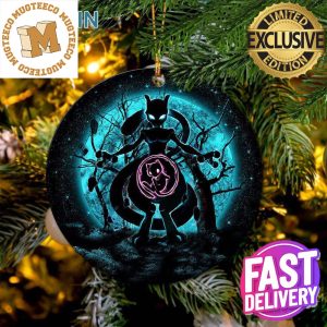 Mewtwo Moonlight Pokemon 2023 Holiday Custom Name Christmas Ornament