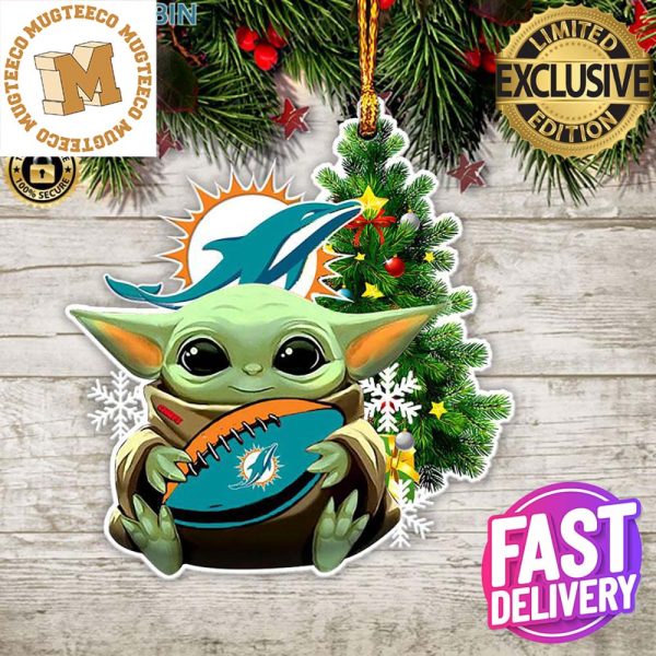 Miami Dolphins Baby Yoda NFL Christmas Tree Decorations Ornament