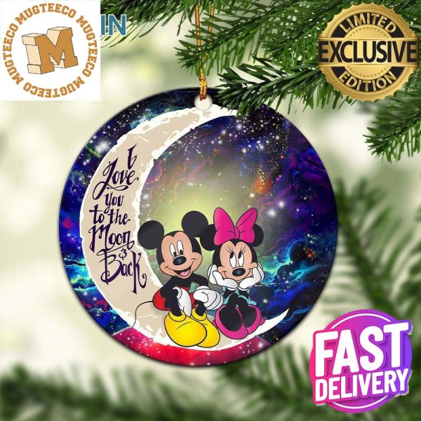Mickey Mouse Couple Love You To The Moon And Back Galaxy 2023 Holiday Gifts Christmas Decorations Ornament