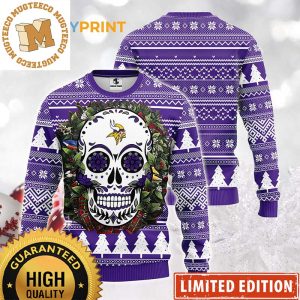 Minnesota Vikings Skull Flower Ugly Christmas Ugly Sweater