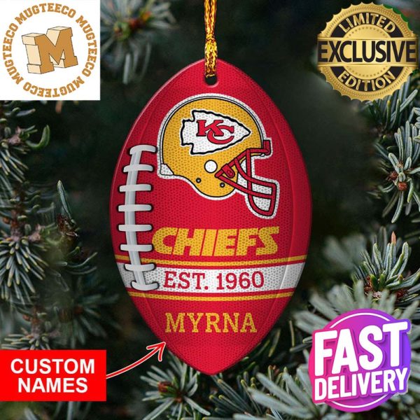 NFL Kansas City Chiefs Football Xmas Gift For Fans Tree Decorations Custom Name Ornament