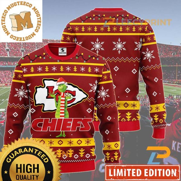 NFL Kansas City Chiefs Funny Grinch 3D Christmas Ugly Sweater
