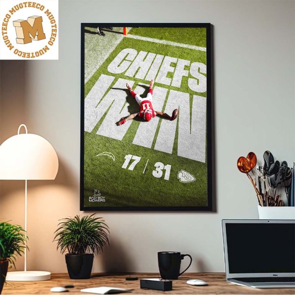 NFL Kansas City Chiefs Win The Chargers 31-17 AFC West Rivals Home Decor Poster Canvas