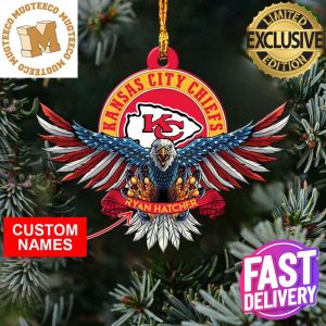NFL Kansas City Chiefs Xmas Christmas Gift Tree Decorations US Eagle Custom Name Ornament