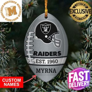 NFL Las Vegas Raiders Football Xmas Custom Name Tree Decorations Ornament