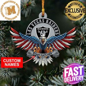 NFL Las Vegas Raiders Xmas American US Eagle Custome Name Tree Decorations Ornament