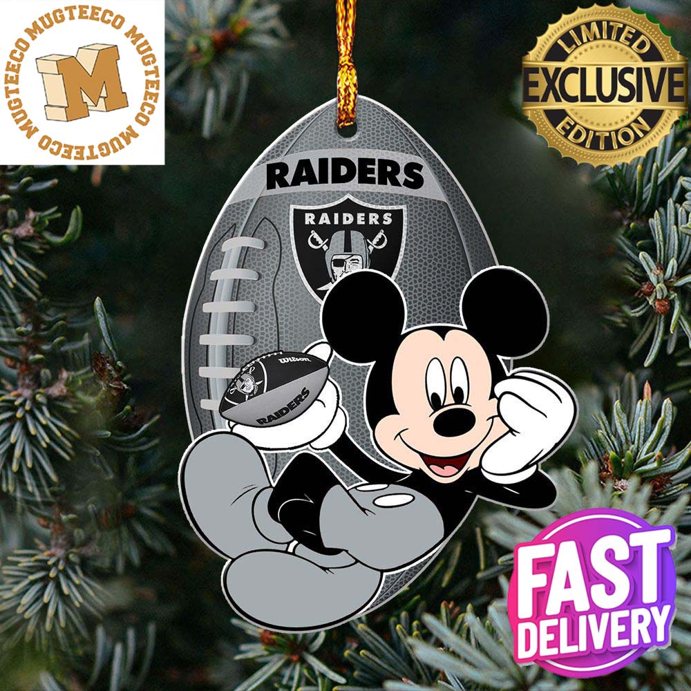 NFL Las Vegas Raiders Xmas Mickey Mouse Custom Name Christmas Tree