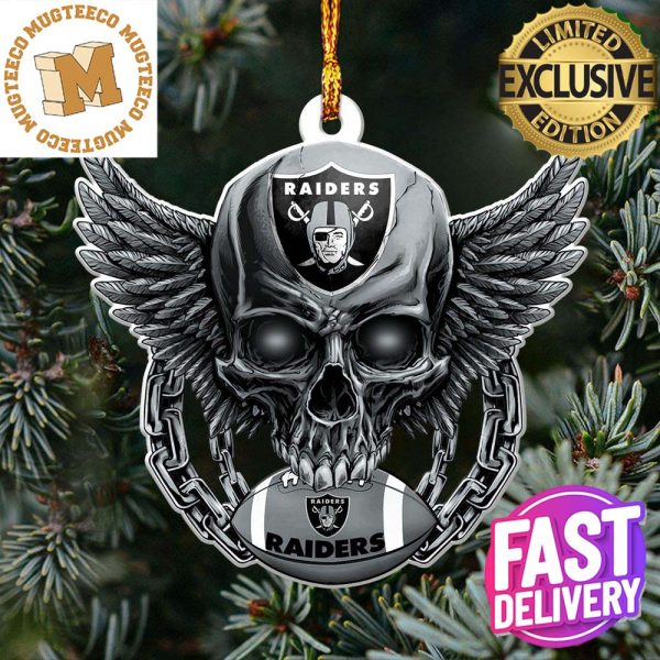 NFL Las Vegas Raiders Xmas Skull 2023 Holiday Gifts Decorations Pine Tree 2023 Ornament