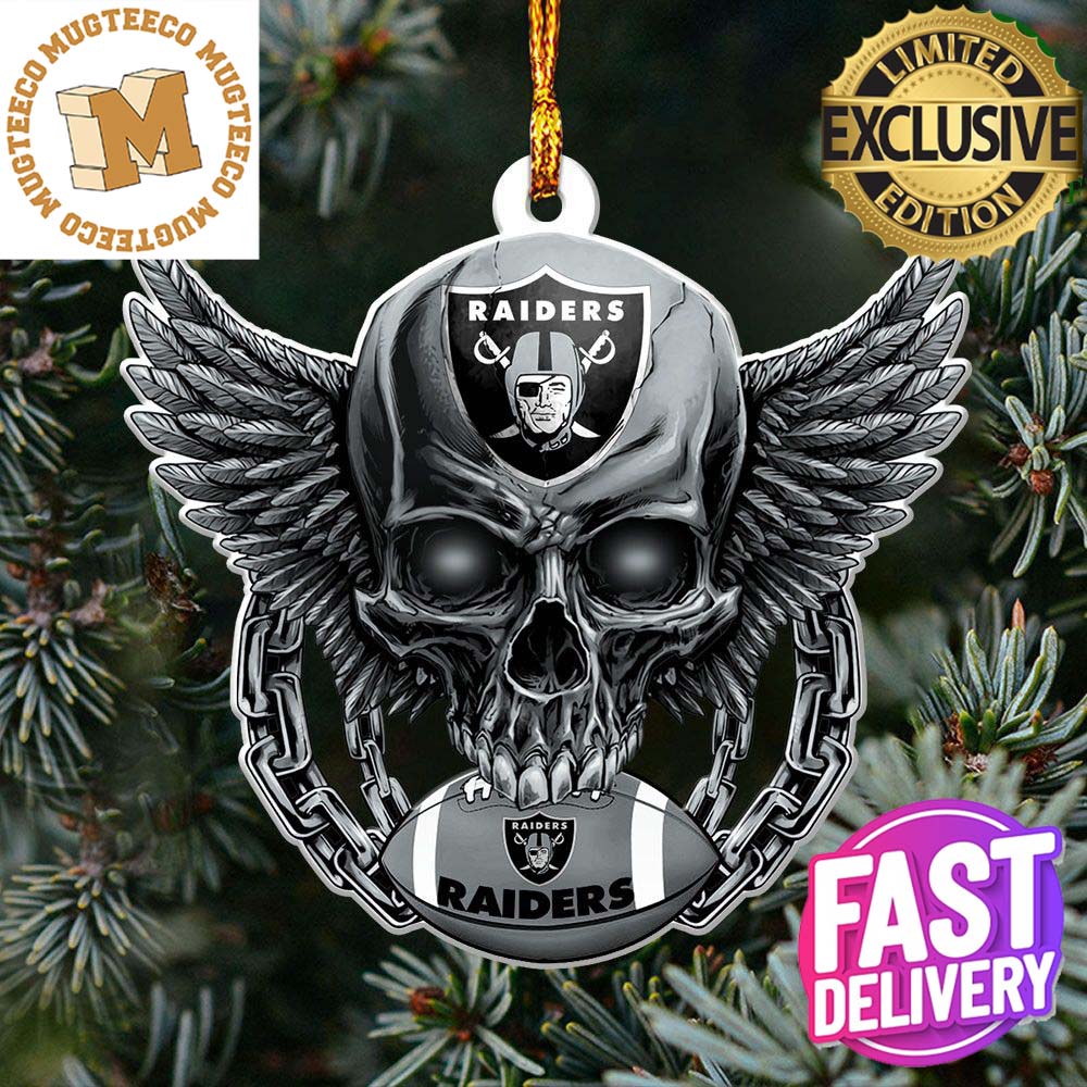 NFL Las Vegas Raiders Xmas Skull Decorations Pine Tree 2023 Ornament -  Binteez