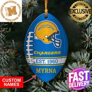 NFL Los Angeles Chargers Football Xmas Tree Decorations Custom Name Gift For Fans Ornament