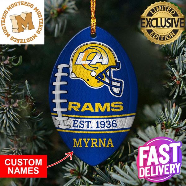 NFL Los Angeles Rams Football Xmas Gift Custom Name Christmas Football Ornament