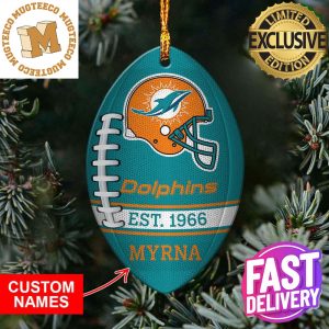 NFL Miami Dolphins Football Xmas Custom Name Tree Decorations Ornament