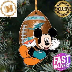 NFL Miami Dolphins Xmas Mickey Custom Name For Fans Christmas Tree Ornament