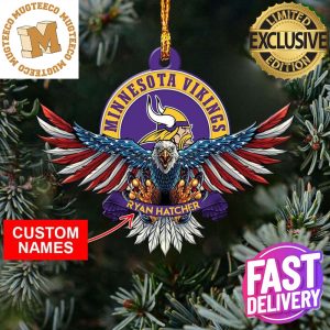 NFL Minnesota Vikings Xmas American US Eagle Custom Name Ornament