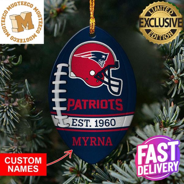 NFL New England Patriots Football Xmas Custom Name Ornament