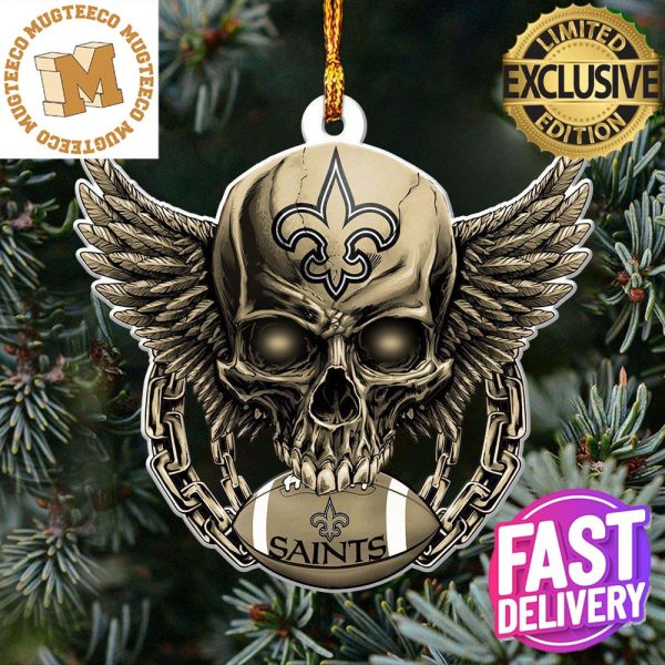 NFL New Orleans Saints 2023 Holiday Gifts Xmas Tree Decorations Skull Ornament