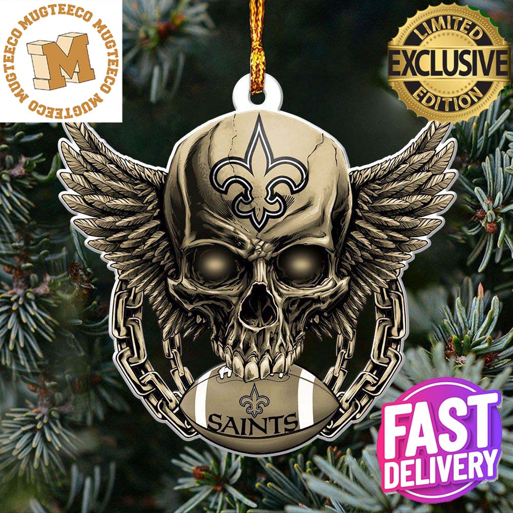 New Orleans Saints Football Skull Logo Unique Christmas Ornament