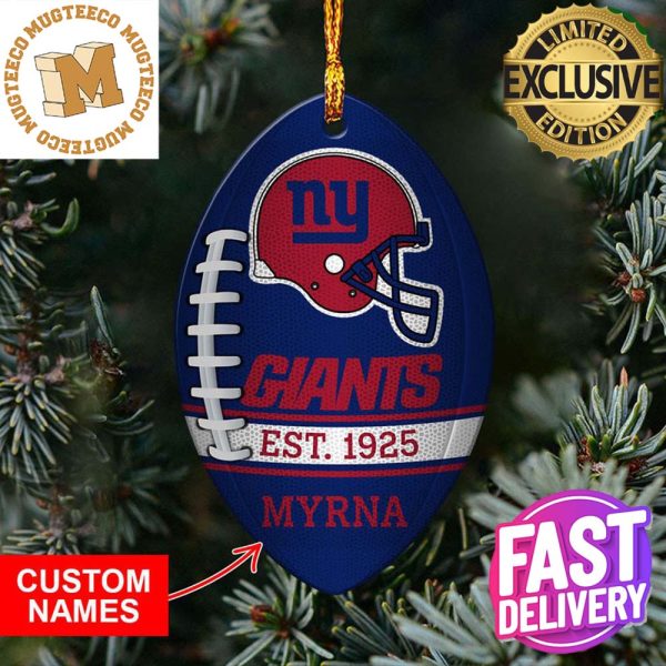 NFL New York Giants Football Xmas Custom Name Tree Decorations Christmas Gift For Fans Ornament