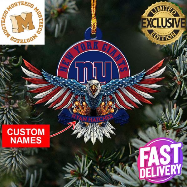 NFL New York Giants Xmas American US Eagle Custom Name Ornament