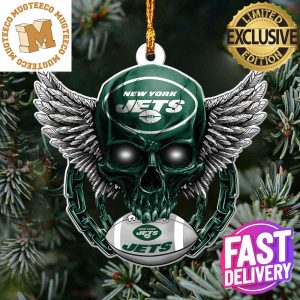 NFL New York Jets 2023 Holiday Gifts Xmas Skull Christmas Gift For Fans Ornament