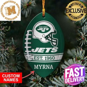 NFL New York Jets Football Xmas Custom Name Tree Decorations Christmas Gift For Fans Ornament