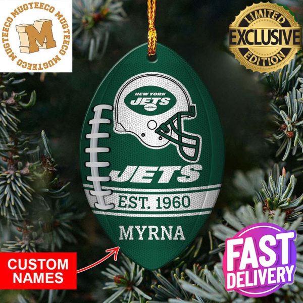 NFL New York Jets Football Xmas Custom Name Tree Decorations Christmas Gift For Fans Ornament