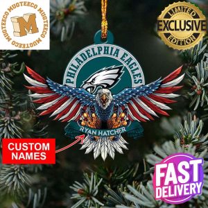 NFL Philadelphia Eagles Xmas American US Eagle Custom Name Ornament