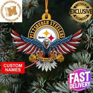 NFL Pittsburgh Steelers Xmas American US Eagle Custom Name Ornament