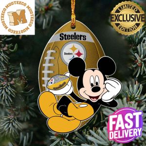 NFL Pittsburgh Steelers Xmas Mickey Mouse Custom Name Christmas Tree Decorations Ornament