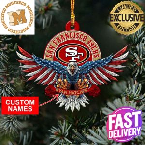 NFL San Francisco 49ers Xmas American US Eagle Custom Name Ornament