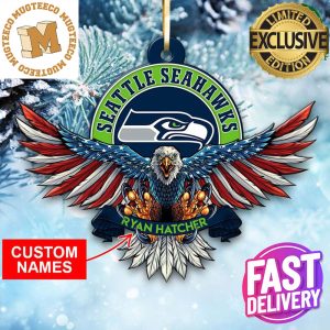 NFL Seattle Seahawks Xmas American US Eagle Custom Name Ornament