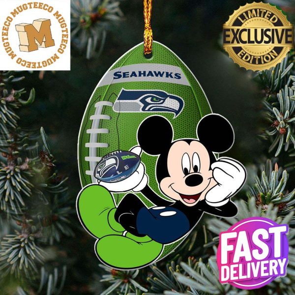 NFL Seattle Seahawks Xmas Mickey Mouse Custom Name Christmas Tree Decorations Ornament