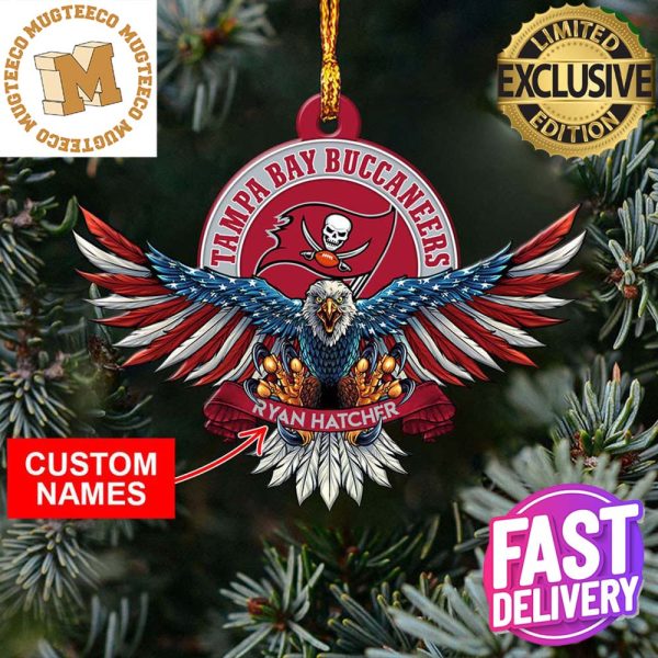 NFL Tampa Bay Buccaneers Xmas American US Eagle Custom Name Ornament