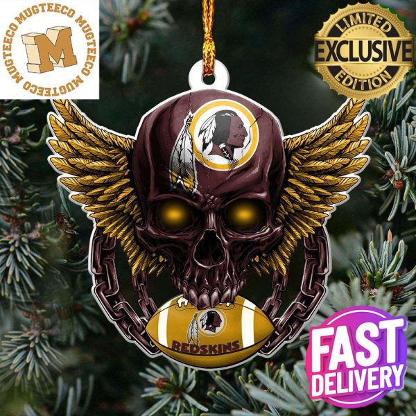 NFL Washington Redskins 2023 Holiday Gifts Xmas Skull Christmas Decorations Ornament